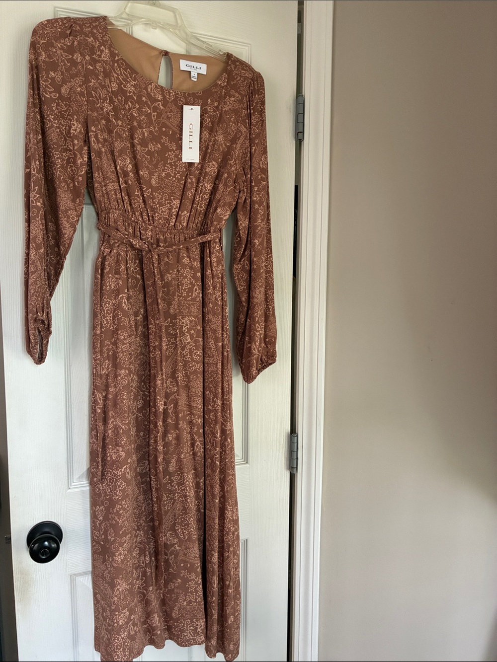 GILLI Brown Floral Long-Sleeve Maxi Dress NWT